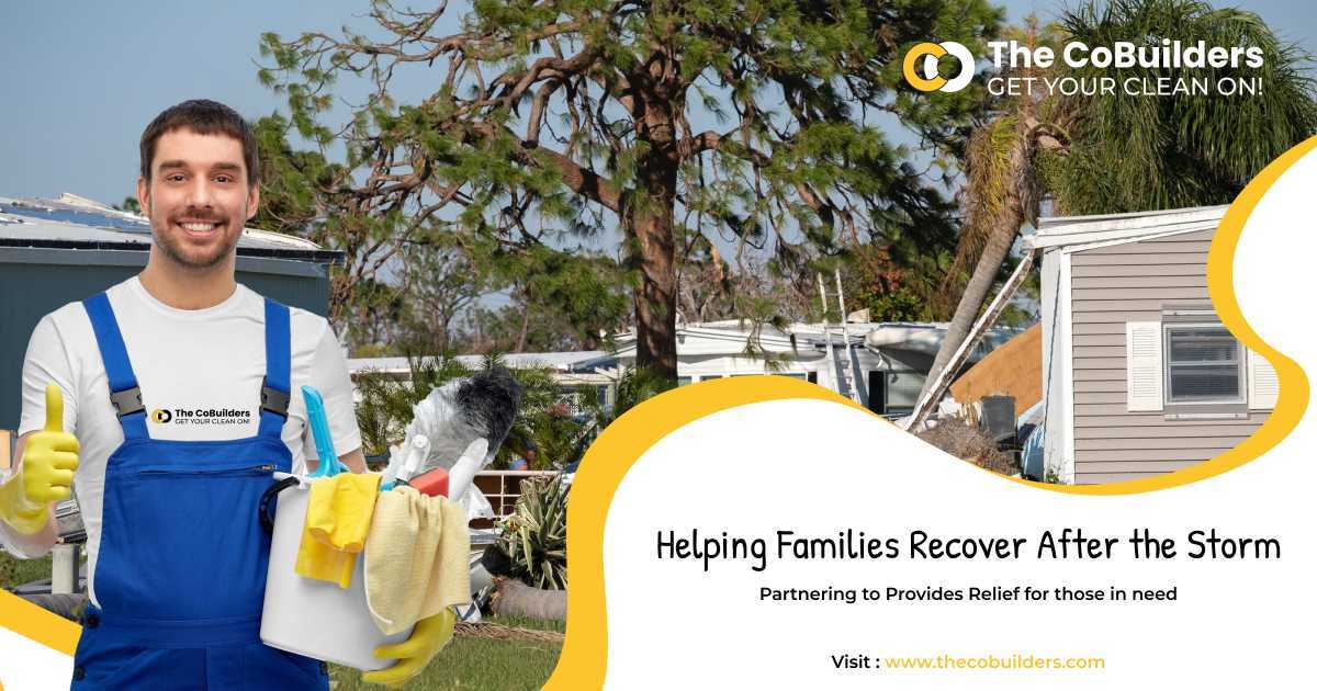 cleaner smiling with hope after a hurricane