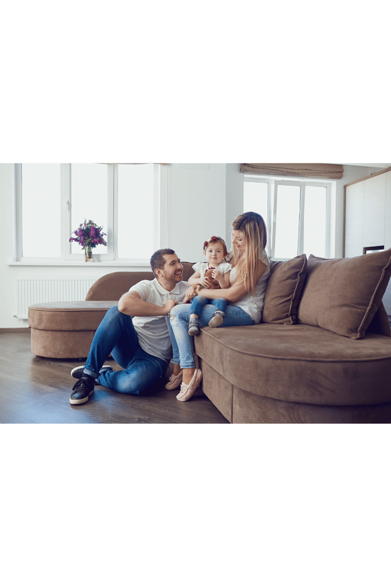 happy family in a clean home