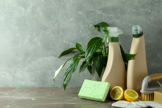 picture of cleaning supplies set on a table