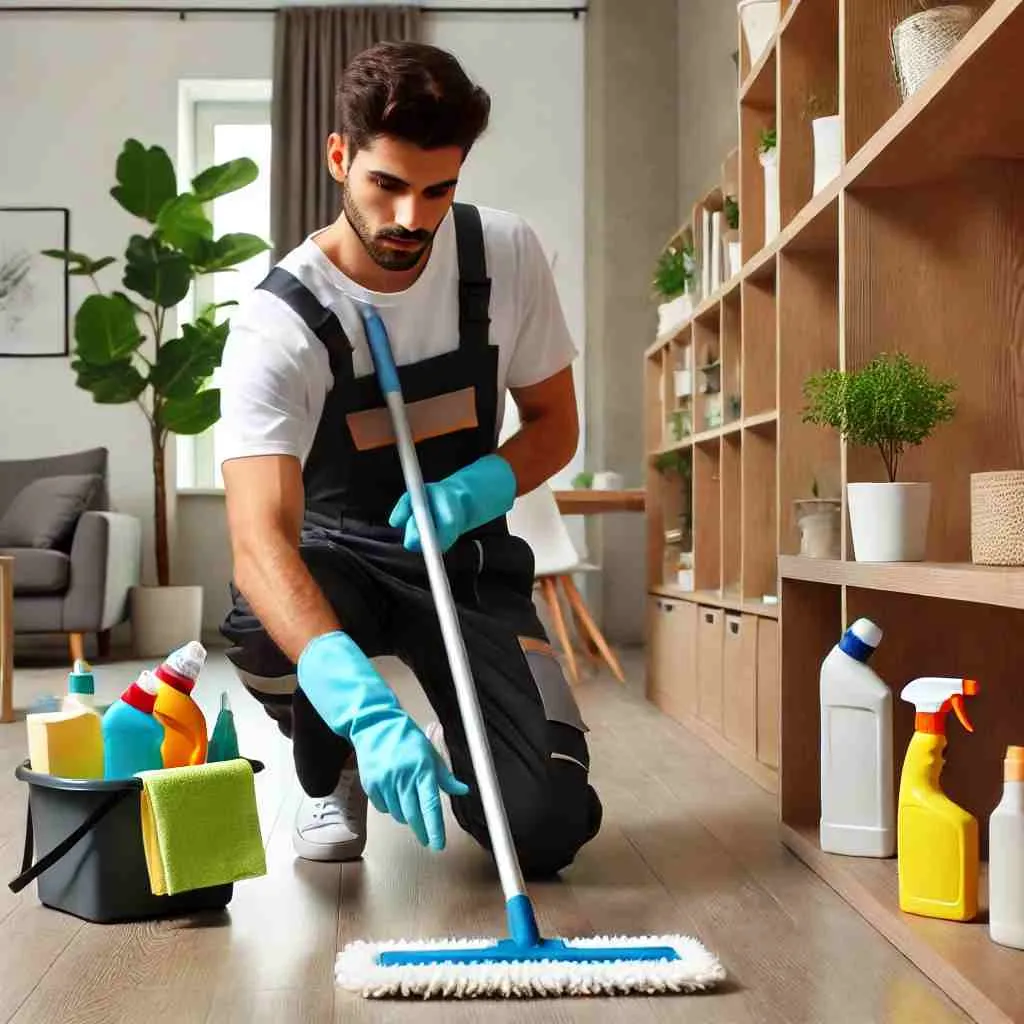 A professional cleaner in uniform 