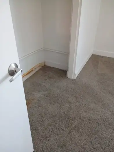 Pictures of a bedroom closet after moving out cleaning by The CoBuilders house cleaners
