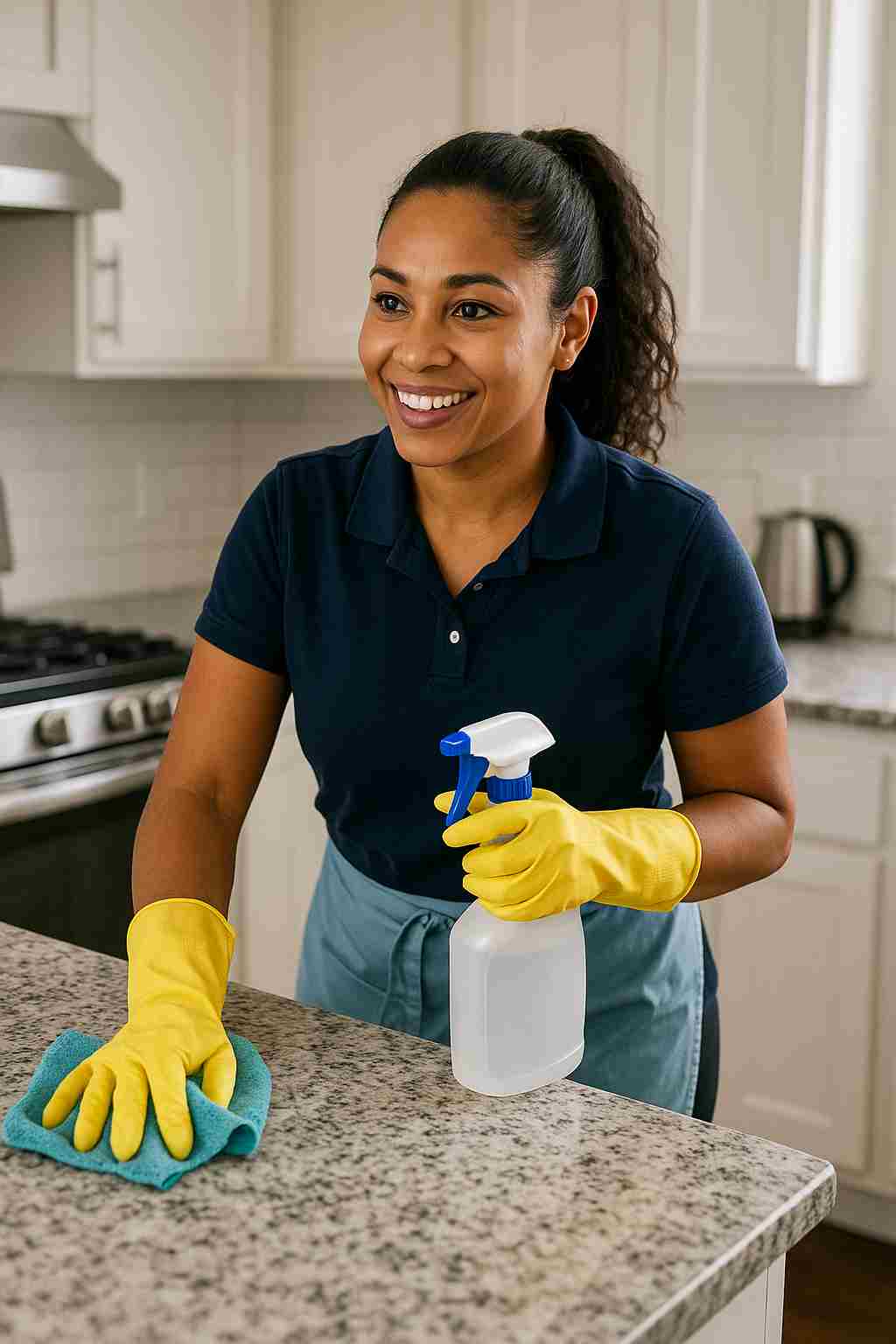 Professional cleaner providing house cleaning service in a Rhode Island home, representing trusted residential cleaning in Providence and surrounding areas.
