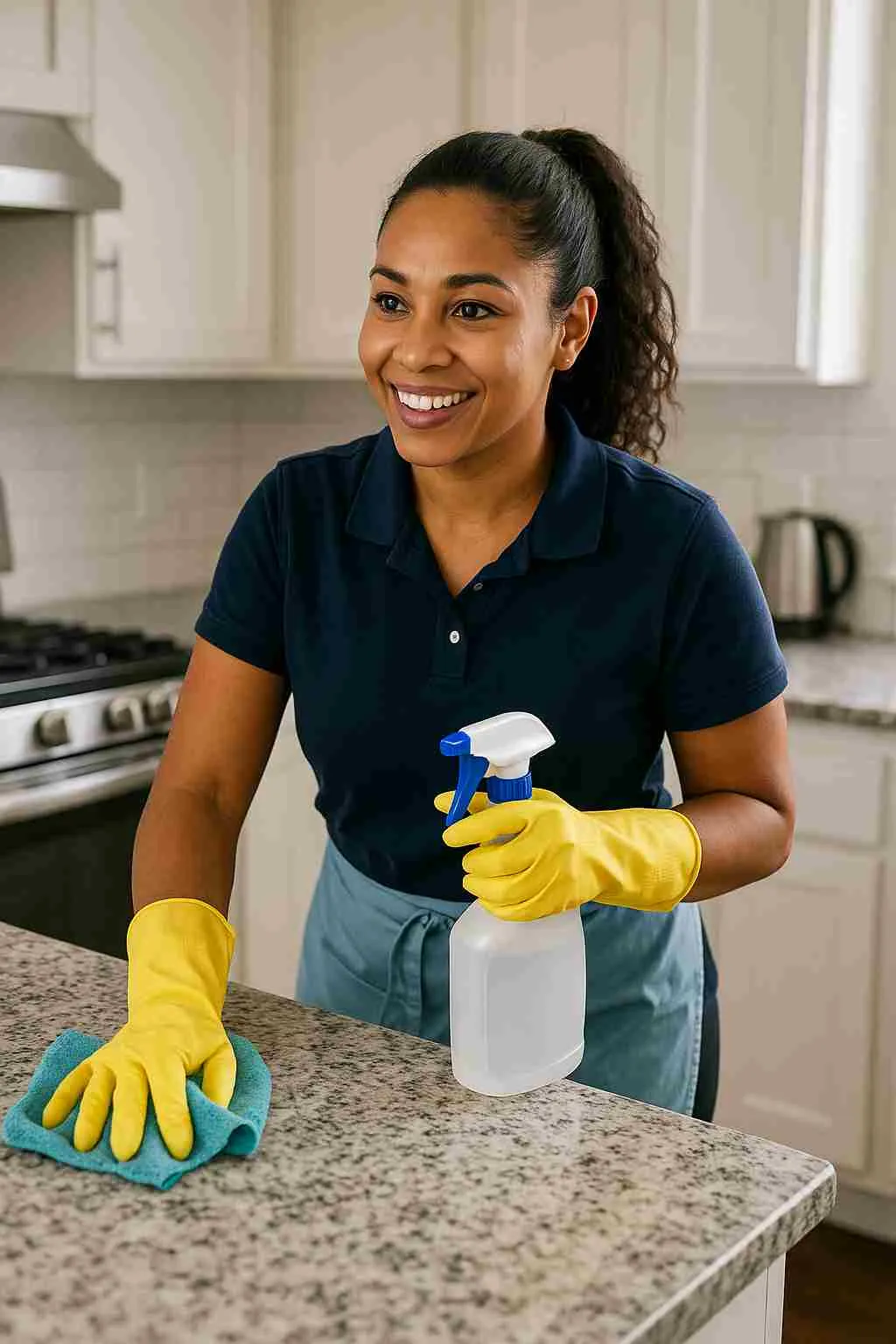 Professional cleaner providing house cleaning service in a Rhode Island home, representing trusted residential cleaning in Providence and surrounding areas.