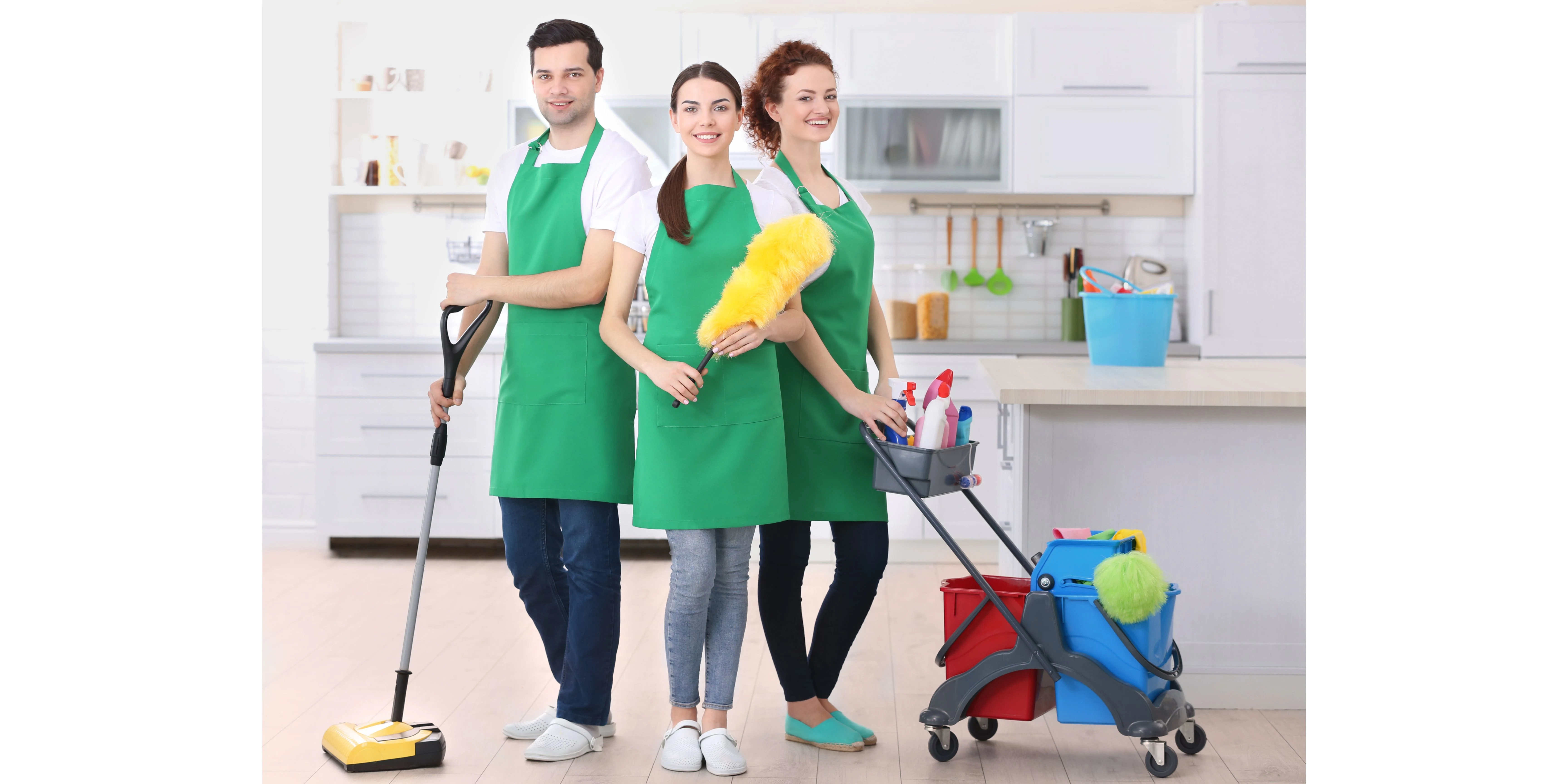 cleaning service team working in the kitchen 