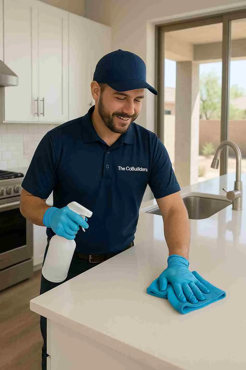Male professional house cleaner