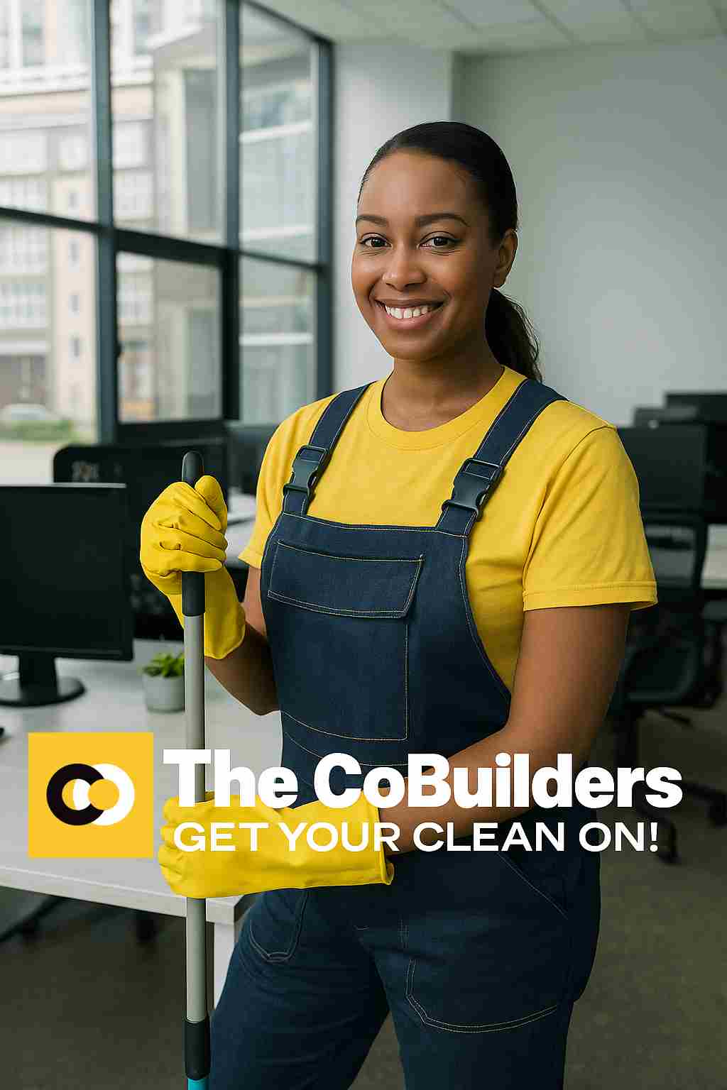 The CoBuilders professional cleaner working in a Detroit, Michigan office
