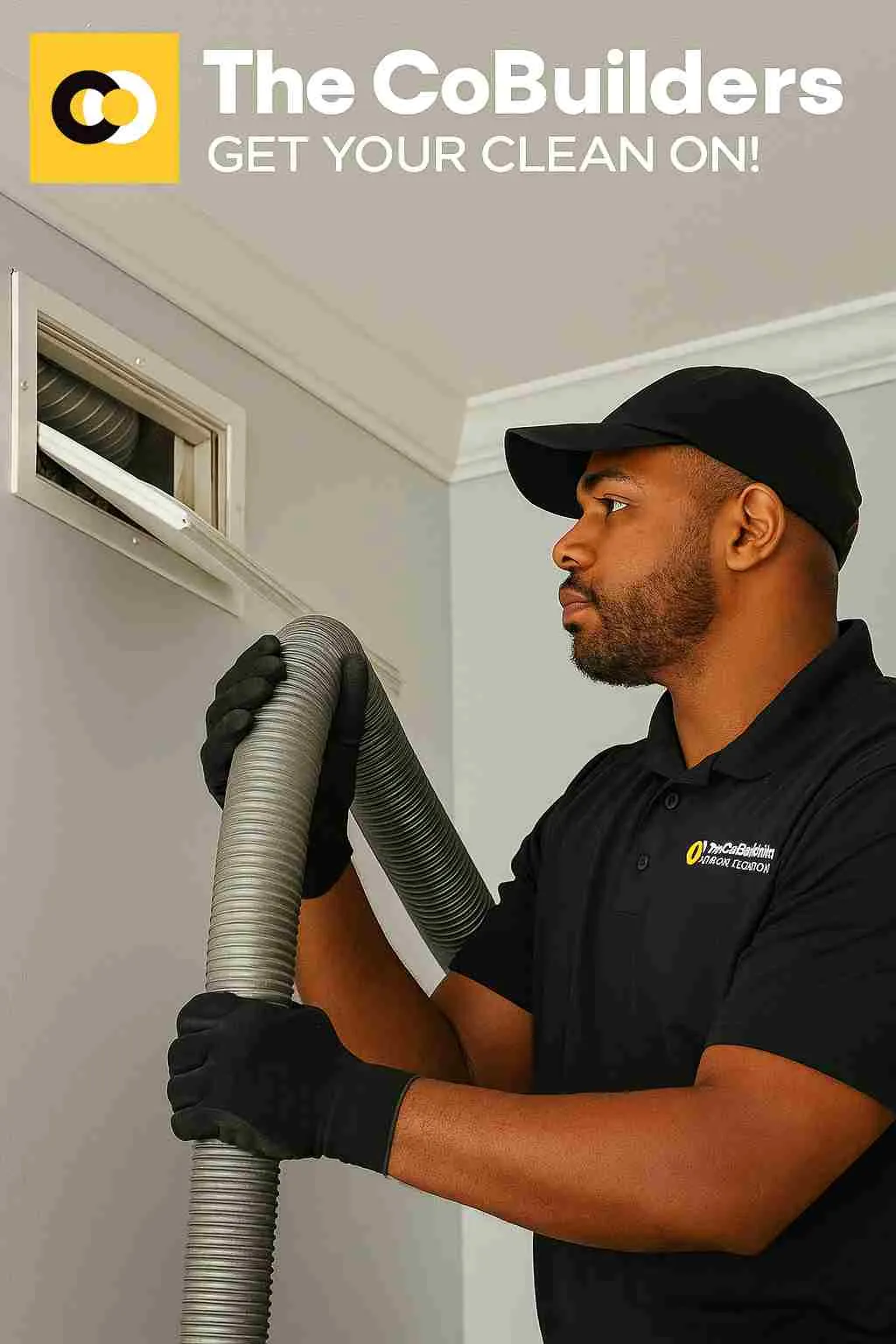 The CoBuilders technician performing vent cleaning in a Richmond, VA home