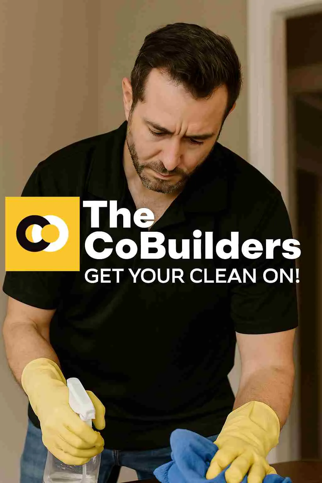 Eco-friendly clean service by The CoBuilders in a Minneapolis, MN family kitchen — cleaner wiping counters and shining appliances