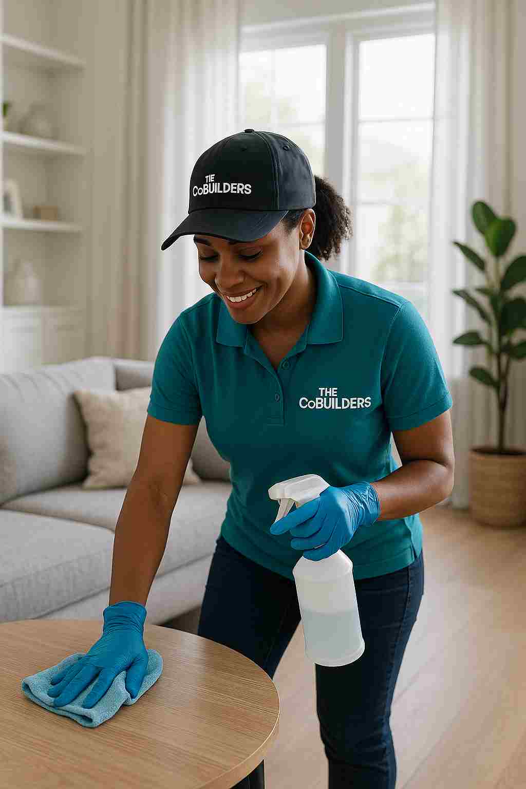 Homeowner comparing Homeaglow reviews and The CoBuilders cleaning service options online
