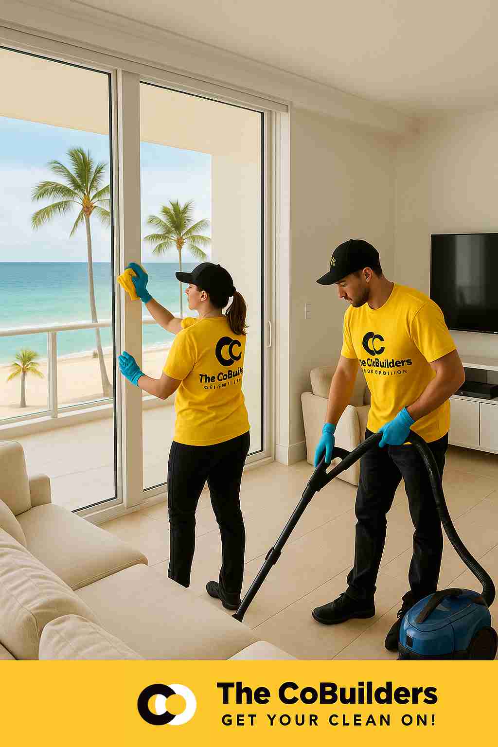 The CoBuilders cleaning team performing deep cleaning service 