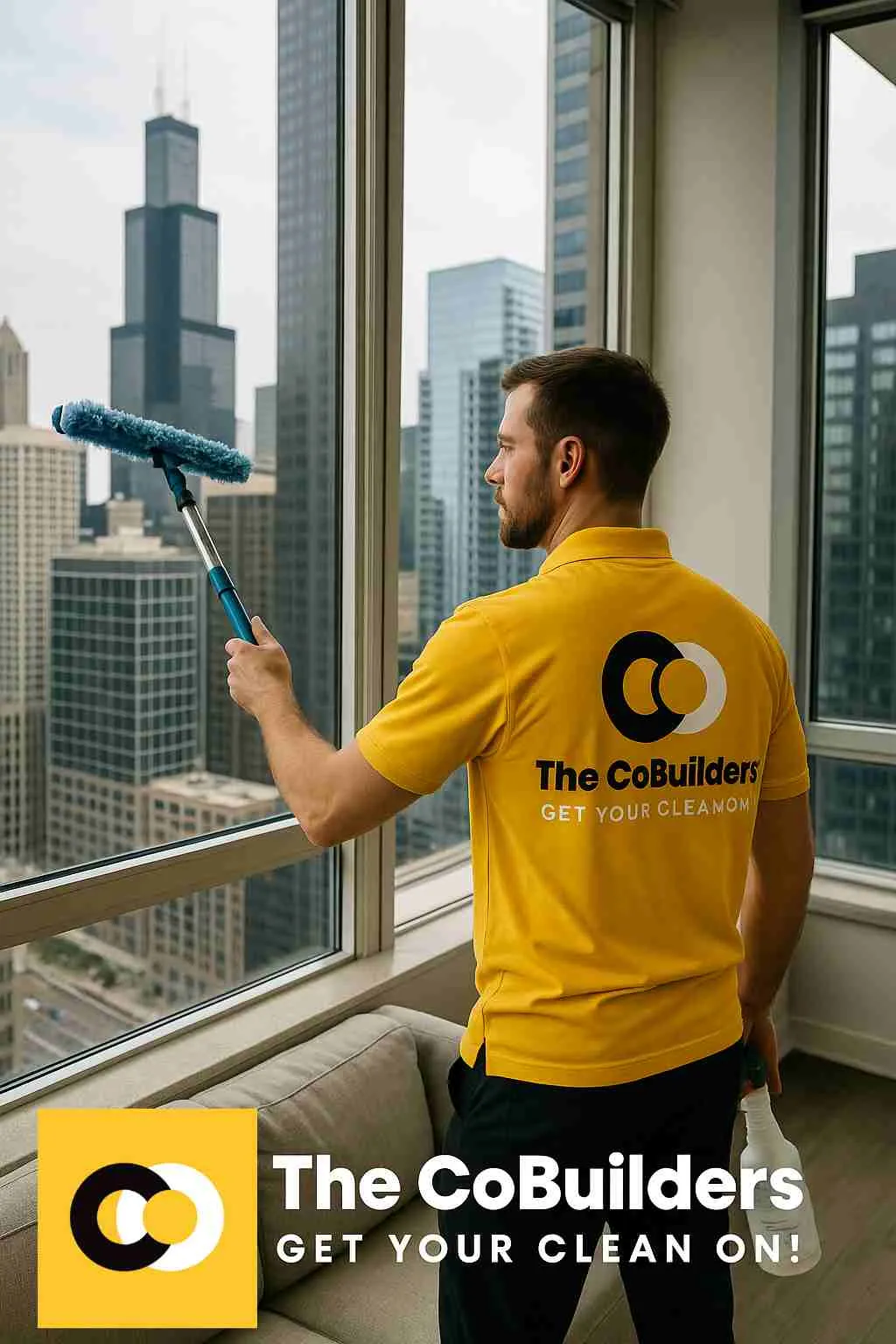 The CoBuilders professional cleaning a high-rise apartment in downtown Chicago