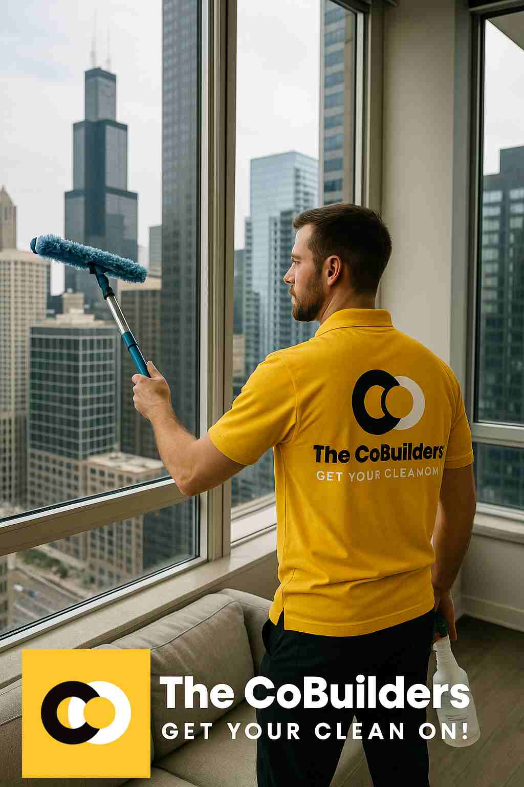 The CoBuilders professional cleaning a high-rise apartment in downtown Chicago