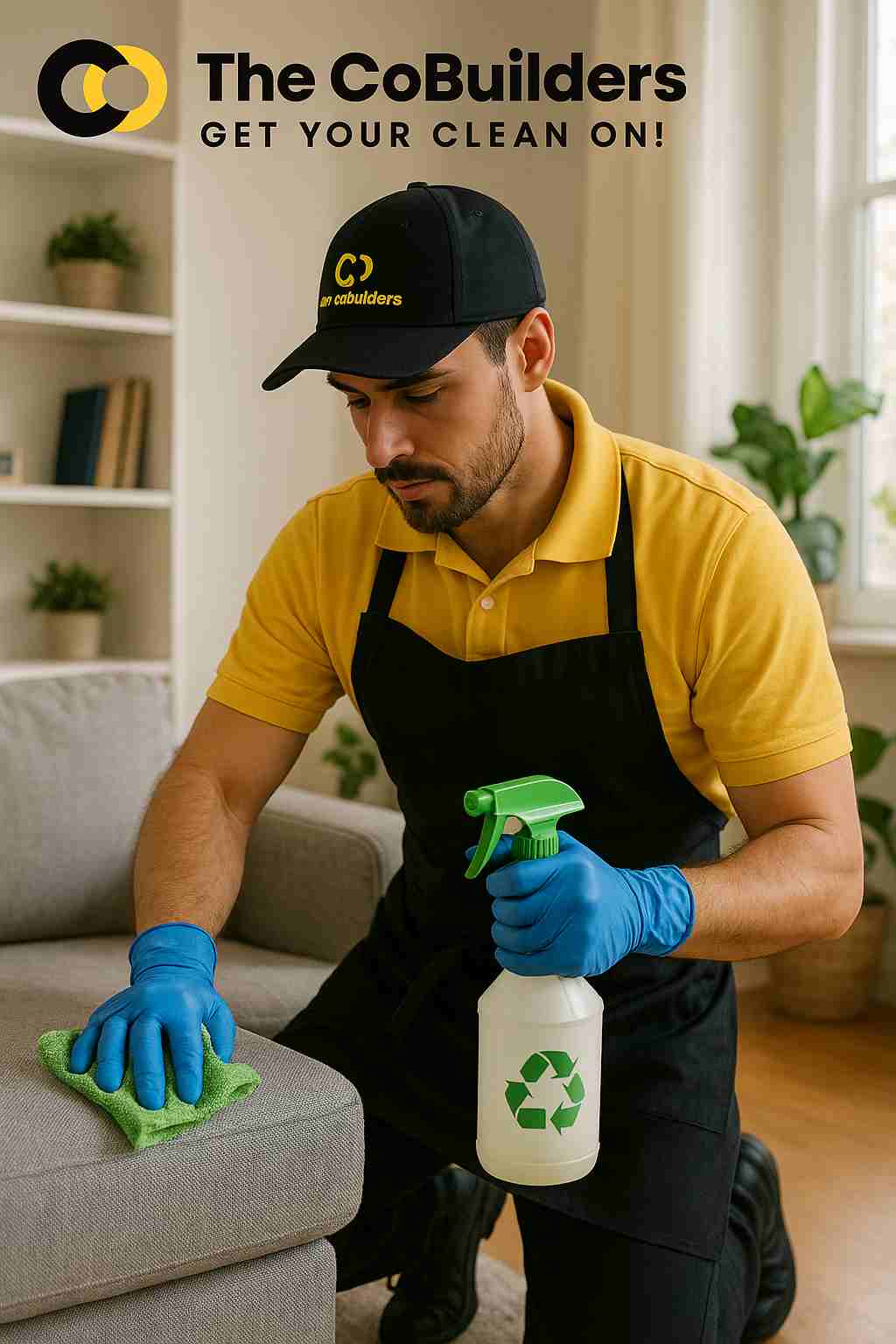 Professional cleaner performing eco-friendly residential cleaning in a Denver home